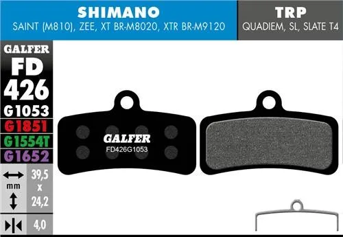 Pastillas Freno Galfer Standard Shimano Saint, Zee, XT BRM8020, XTR BRM9120 (4p)