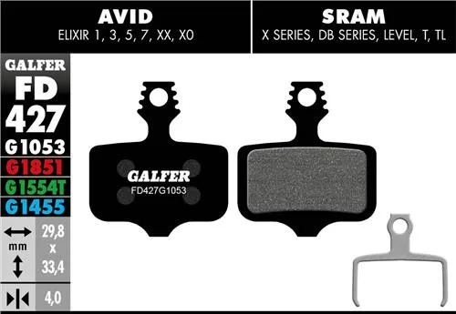 Pastillas Freno Galfer Standard Avid/Sram Elixir 1,3,5,7 XX, X0 / DB, Level, T,TL