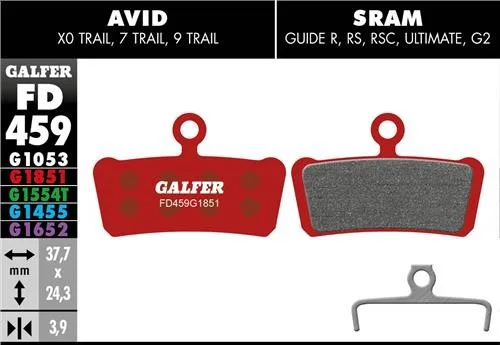 Pastillas Freno Galfer Advenced Avid - Sram XO Trail, 7 Trail, 9 Trail, Guide R, RS, RSC, Ultimate